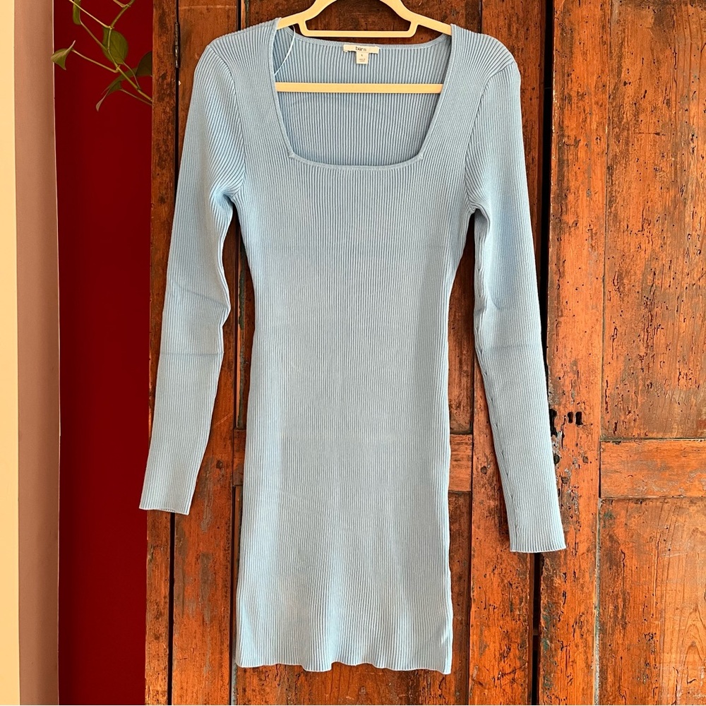 Bar III Body-con Long Sleeve Ribbed Knit Dress